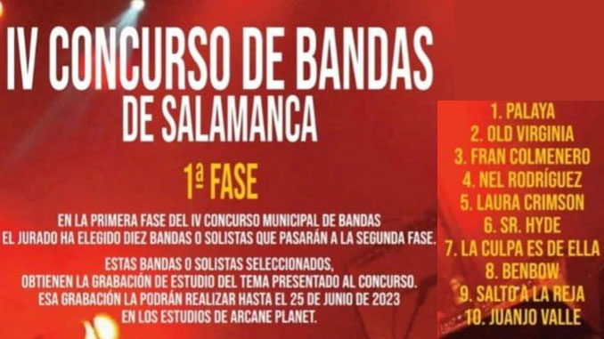 resultado 1ª fase del IV Concurso Municipal de Bandas de Salamanca