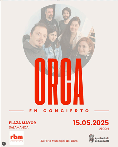 cartel del concierto de Orca en la Feria del Libro de Salamanca