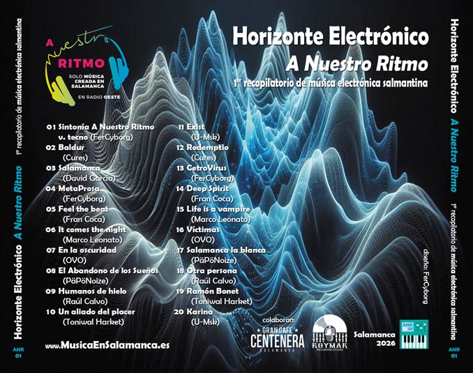Trasera del CD de música electrónica salmantina Horizonte electrónico A Nuestro Ritmo
